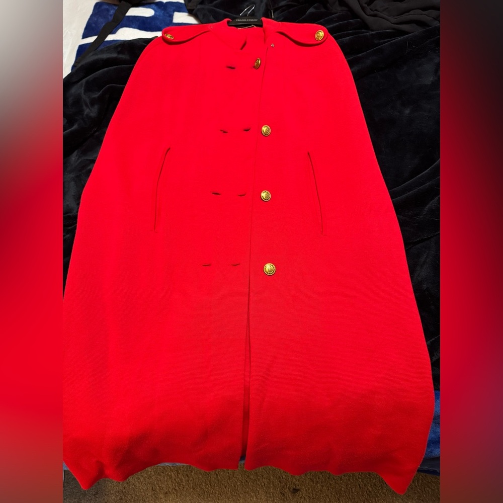 Elegant Red Cape Coat